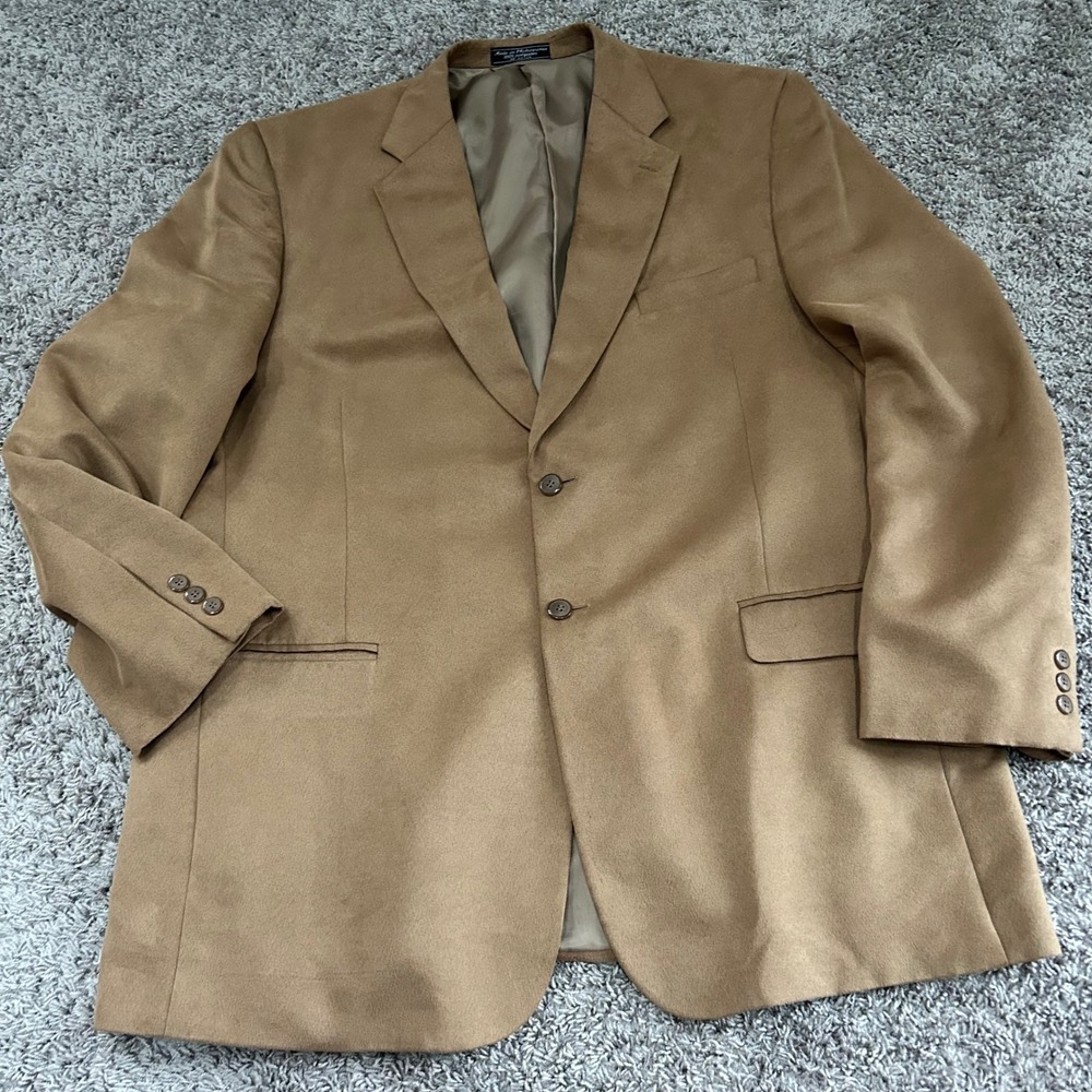 Bert Pulitzer Mens Tan‎ Blazer Sport Coat Jacket Large L Supre Suede